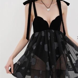 For Love And Lemons Black Heart Mini Dress